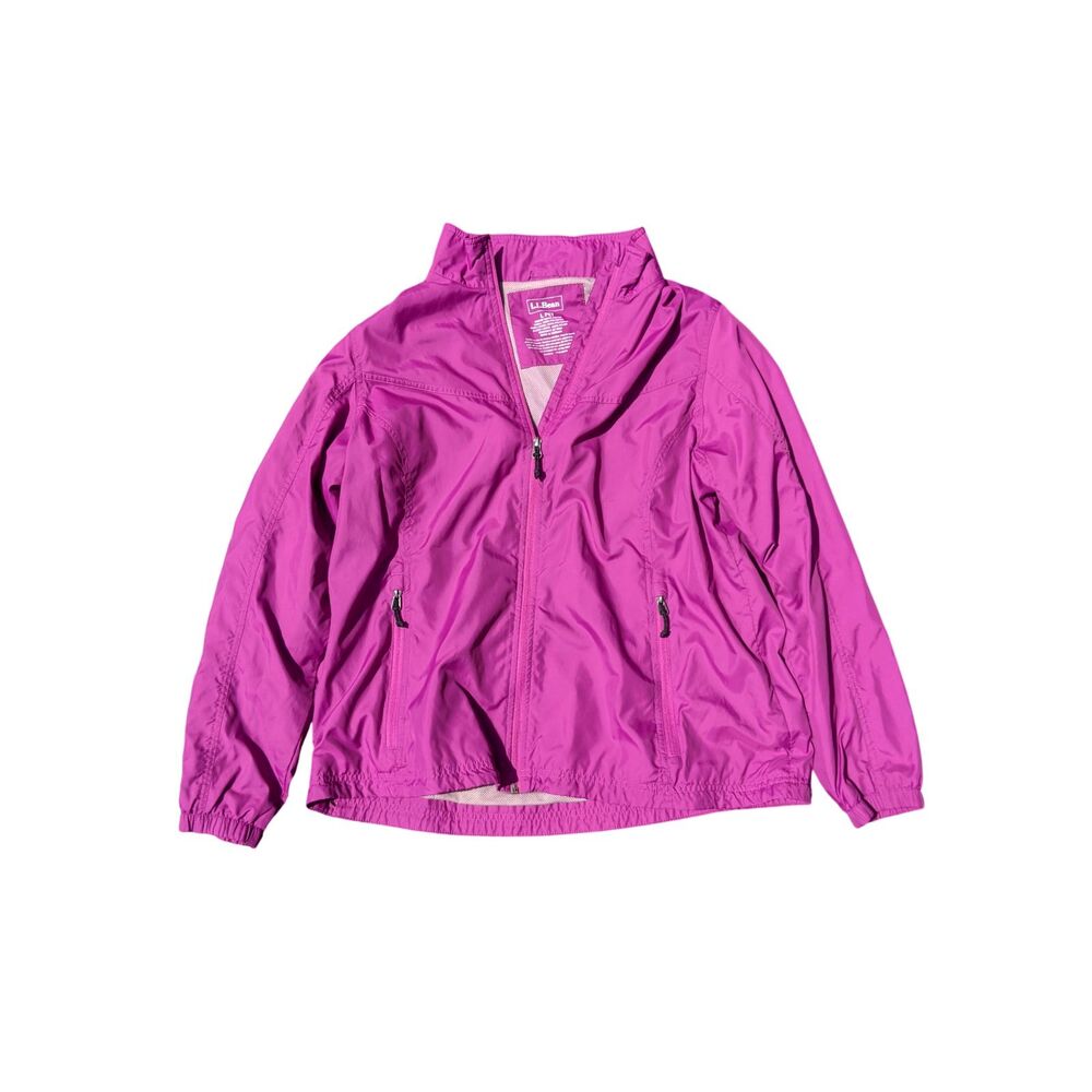 LL Bean Trail Model Windbreaker Raincoat Jacket Pink-Purple Sz L Petite Gorpcore